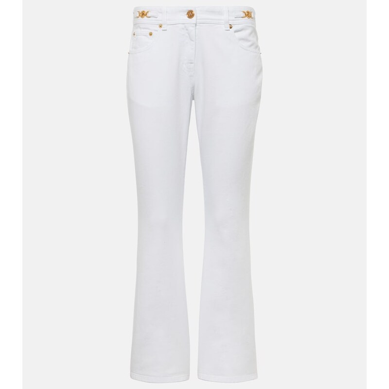 Versace Embellished low-rise flared jeans