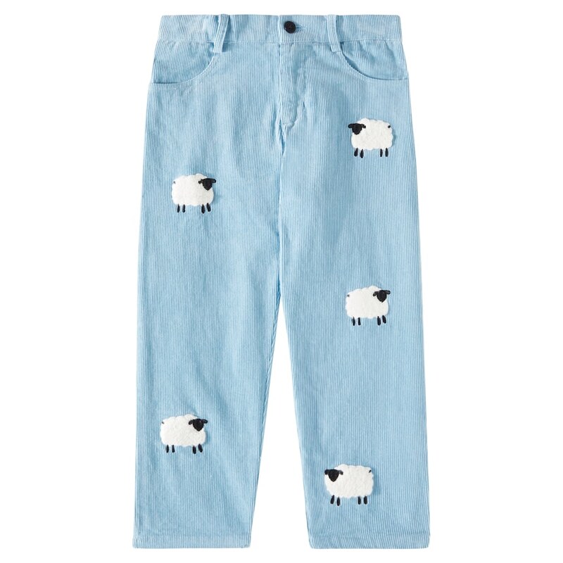 Stella McCartney Kids Embroidered cotton corduroy straight pants
