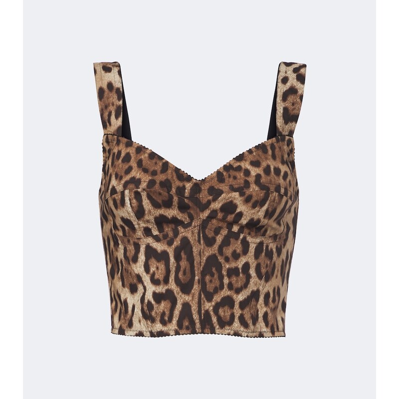 Dolce&Gabbana Leopard-print cotton-blend bustier top