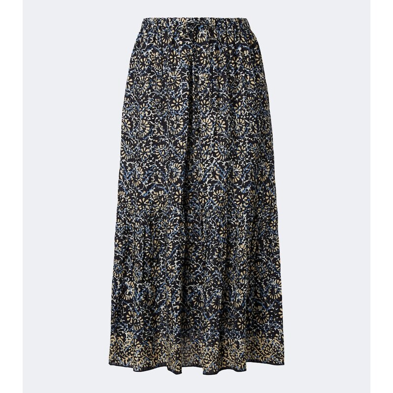 Ulla Johnson Olina printed tiered cotton-blend midi skirt