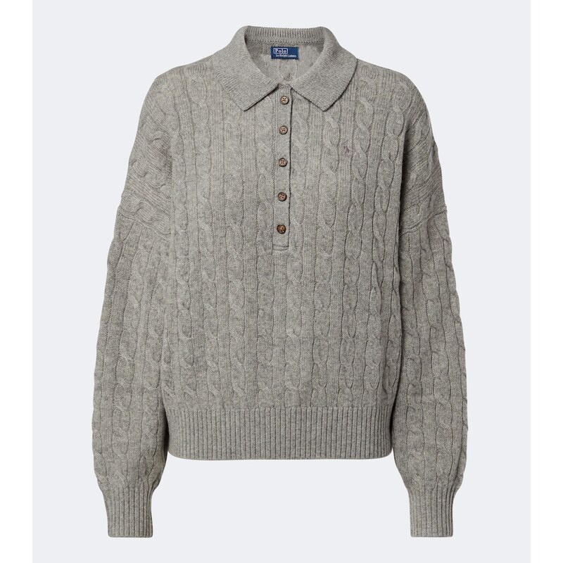 Polo Ralph Lauren Cable-knit wool and cashmere polo sweater