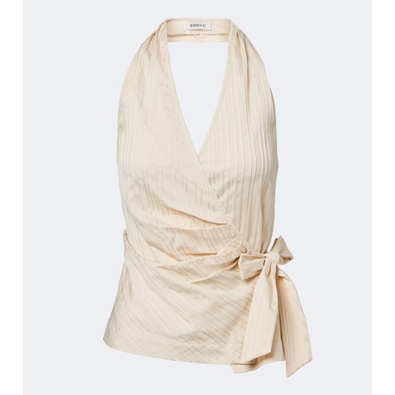 Simkhai Bria striped halterneck top