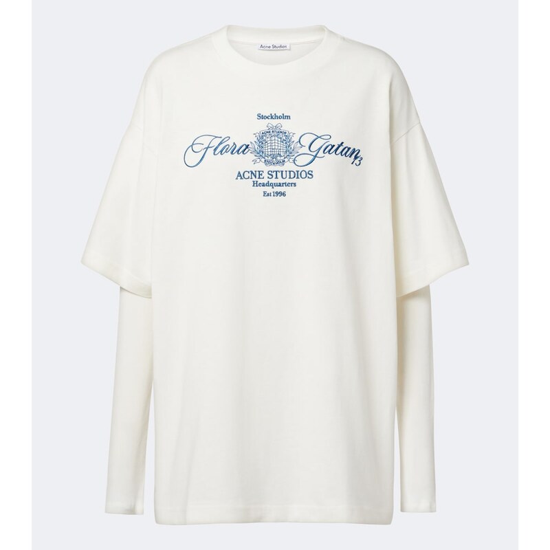 Acne Studios Layered embroidered cotton jersey T-shirt