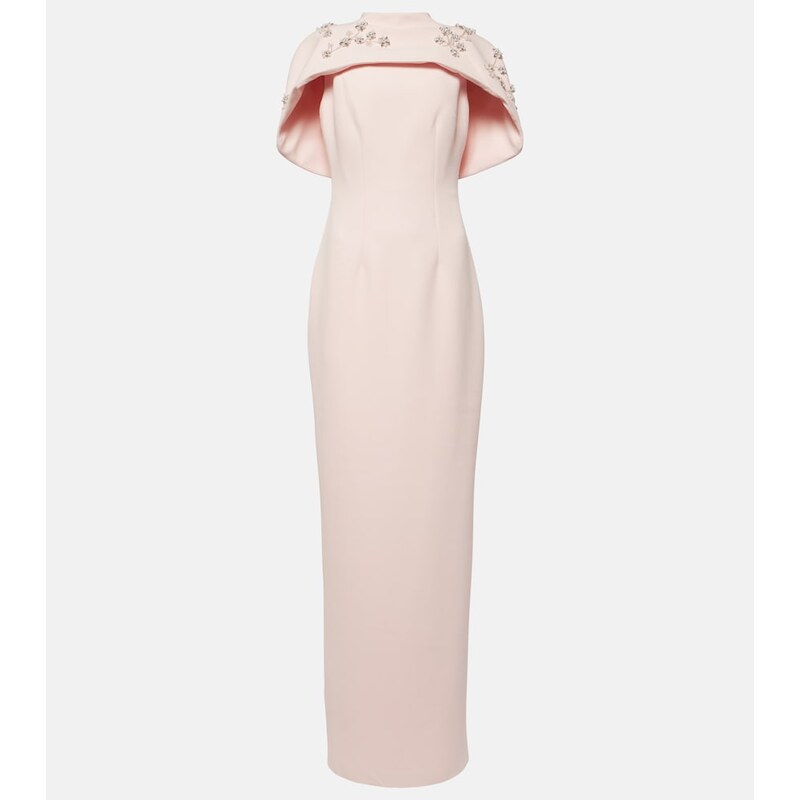 Safiyaa Embellished caped crÃªpe gown