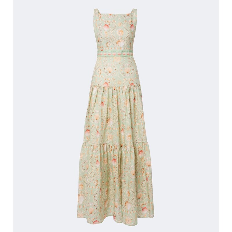 Agua by Agua Bendita Abeja printed tiered linen maxi dress