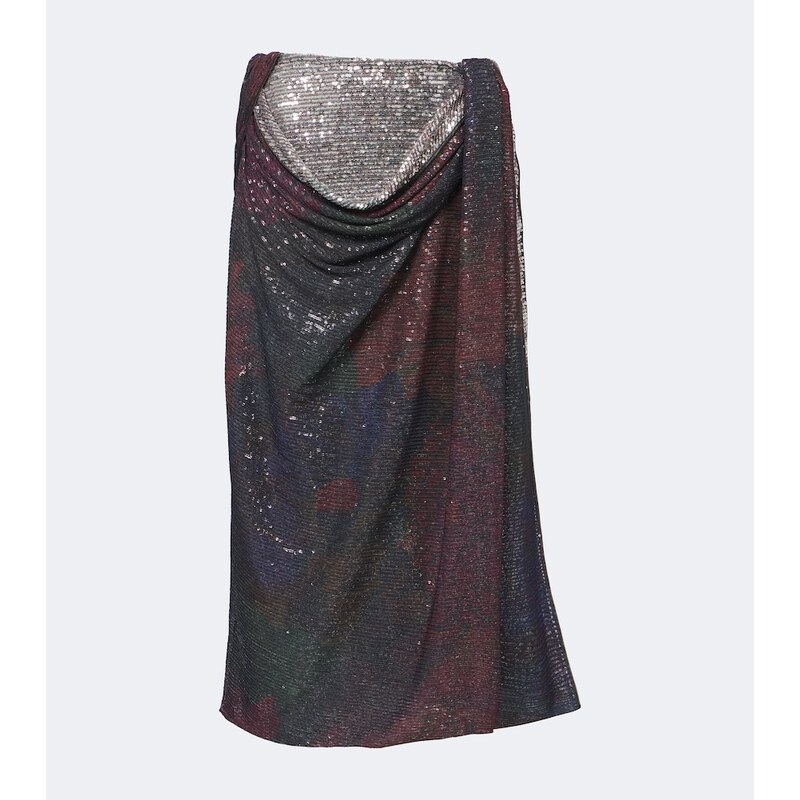 Maison Margiela Draped printed sequined midi skirt