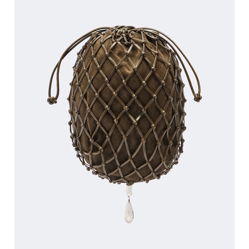 Malá kůžní taška Savette Macramé v barvě mink