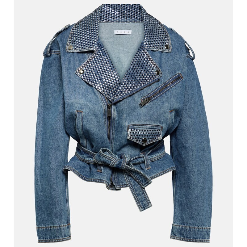 Area Crystal-embellished denim jacket