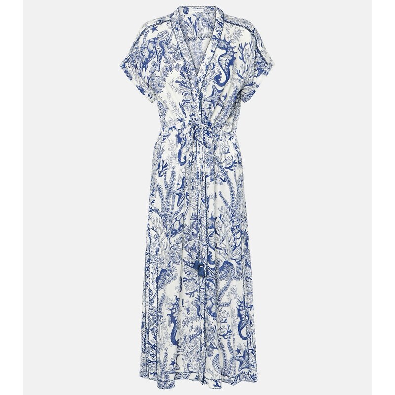 Poupette St Barth Mya floral pleated shirt dress