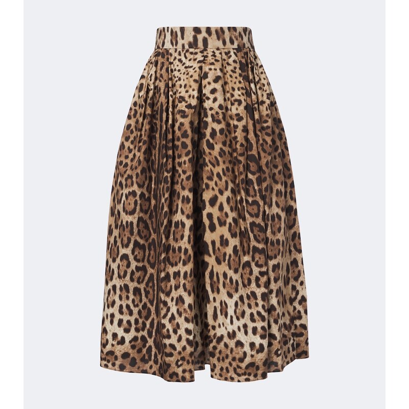 Dolce&Gabbana Leopard-print cotton midi skirt