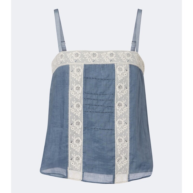 Veronica Beard Olivana lace-trimmed ramie top