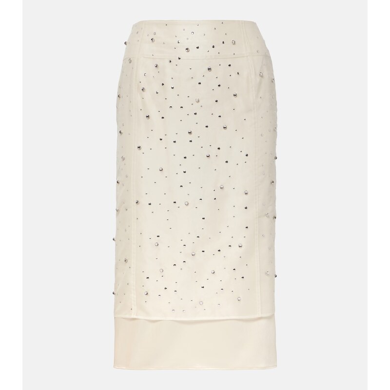 Xu Zhi Beaded high-rise silk organza midi skirt