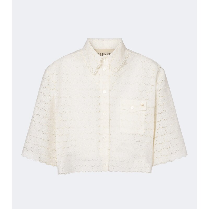 Valentino VLogo broderie anglaise cotton shirt