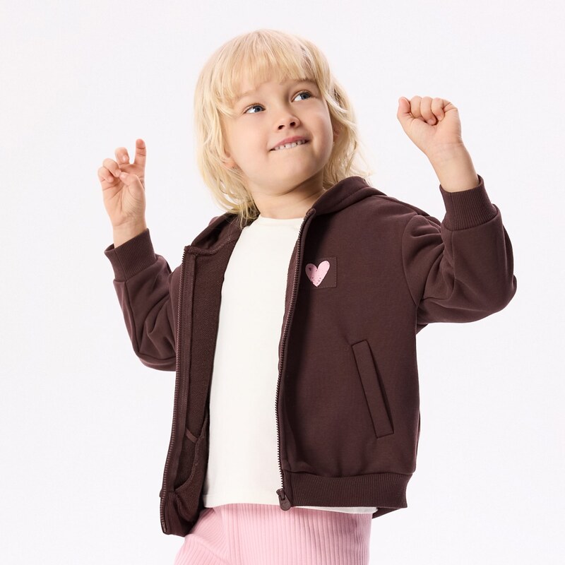 Reserved - Luźna bluza z kapturem - tmavě hnědá