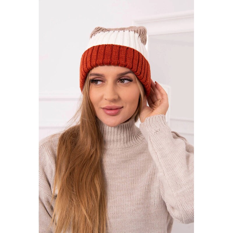 Kesi Fleecová čepice Bojana K265 červená+ecru+beige