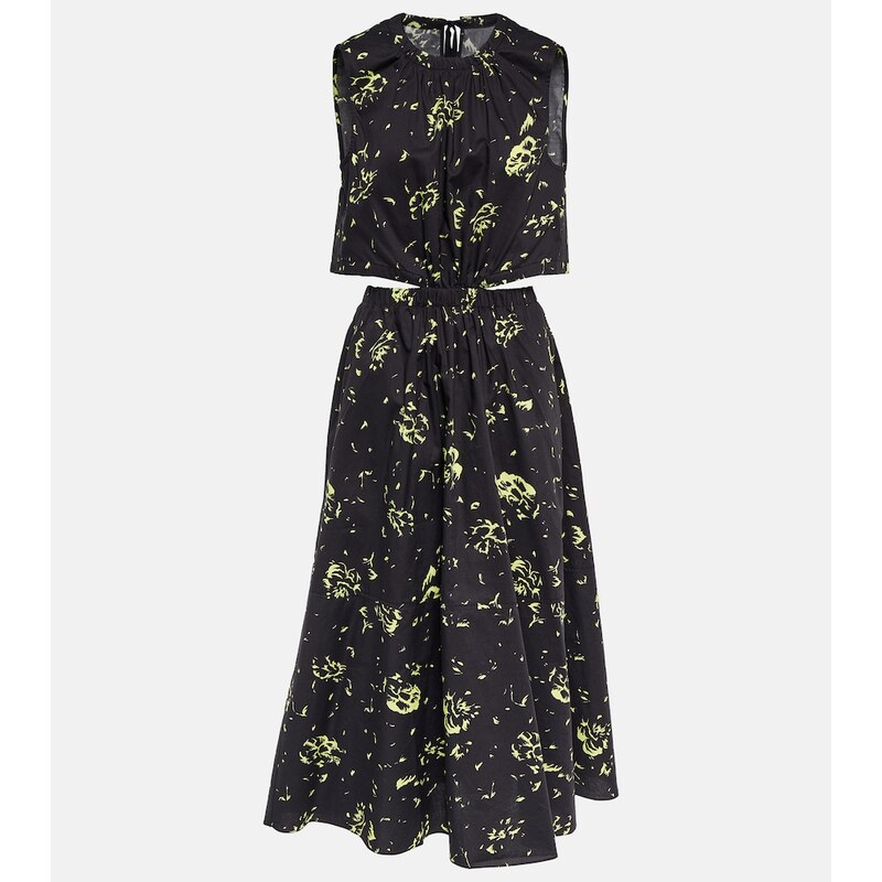 Proenza Schouler White Label printed cutout cotton midi dress
