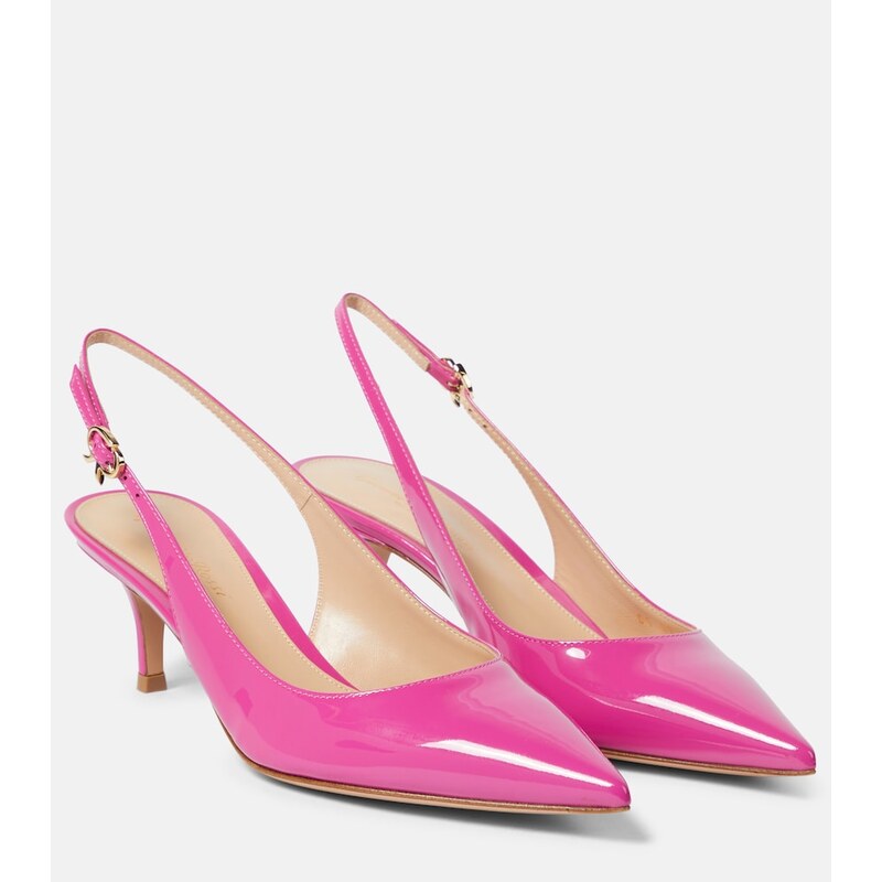 Gianvito Rossi Ribbon patent leather slingback pumps