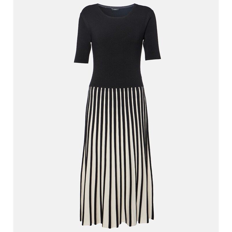 Joseph Striped pleated midi dress