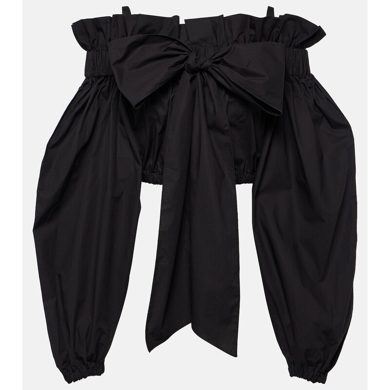 Patou Bow-detail ruffled cotton crop top