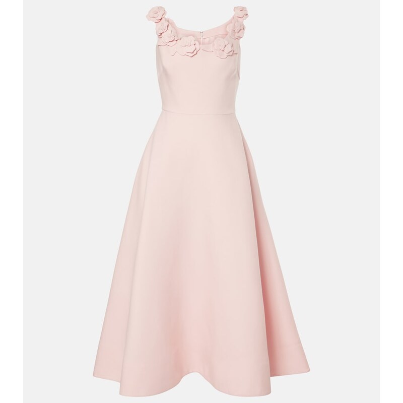 Valentino Crepe Couture floral-appliquÃ midi dress
