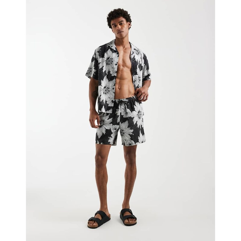 ASOS DESIGN co-ord swim shorts in mid length with floral print