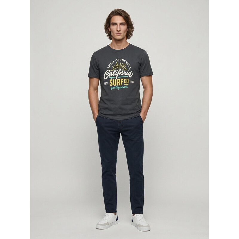 Sinsay - Slim fit džíny s efektem praní - námořnická modrá
