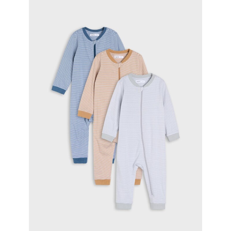 Sinsay - Bavlněné pruhované kojenecké overaly 3 pack -