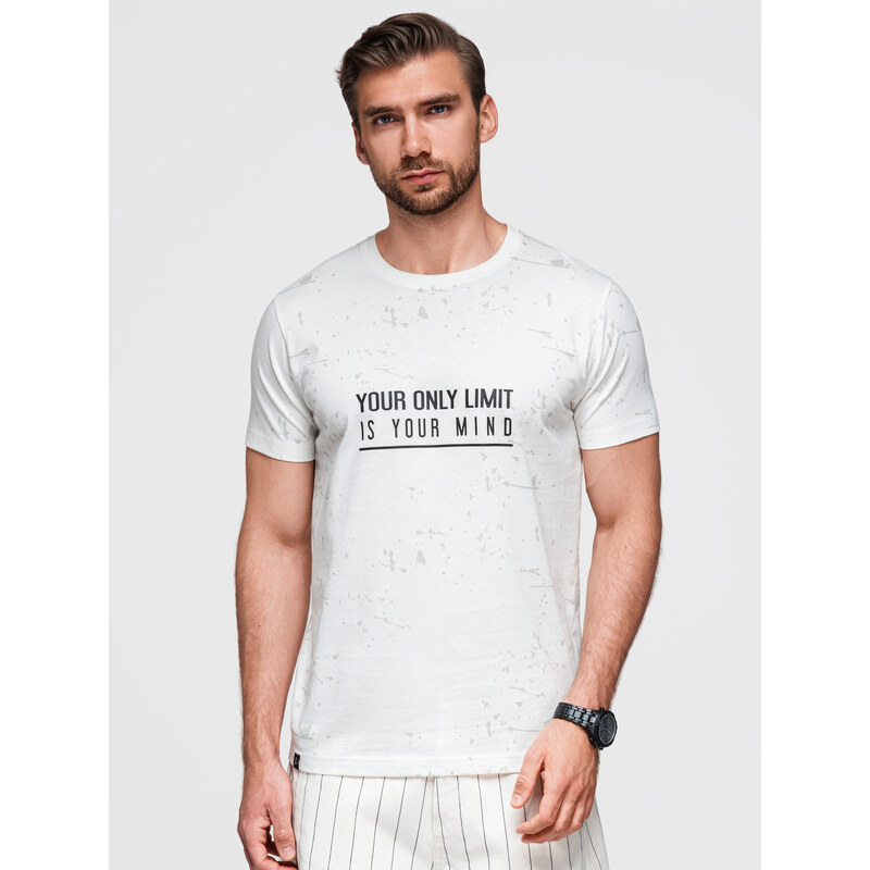 Ombre Mens printed t-shirt with round neckline - white