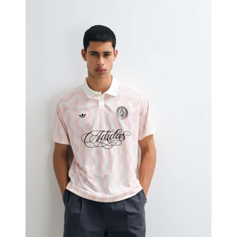 adidas Originals summer jersey with script logo in pink