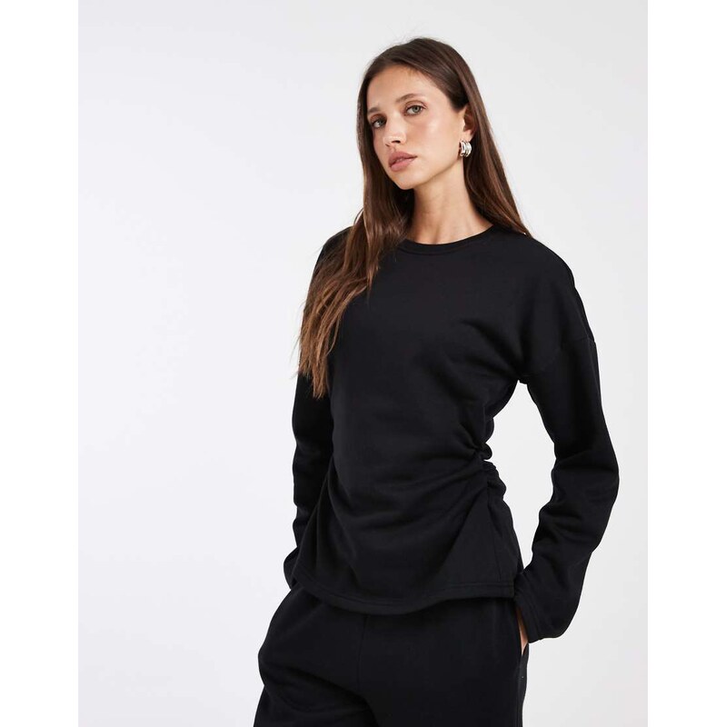 Vero Moda cinched waist sweatshirt co-ord in black