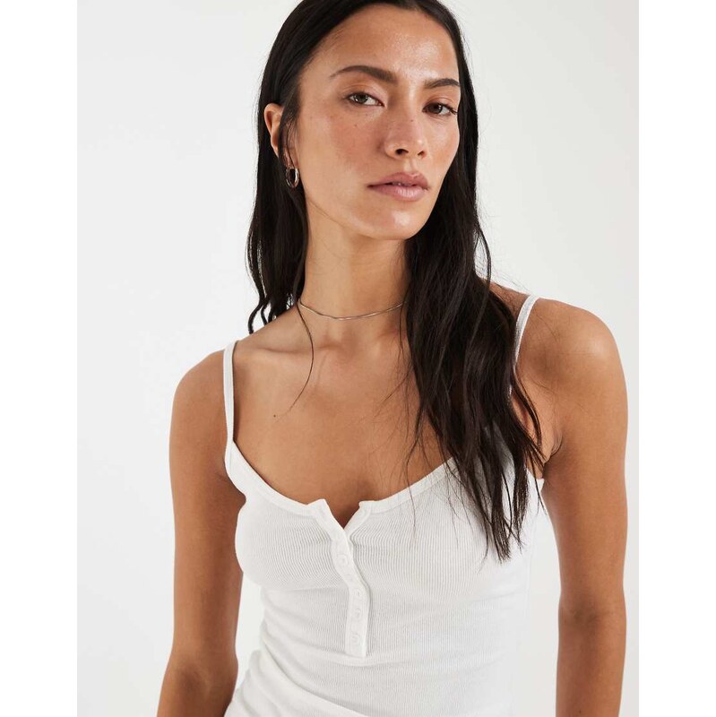 Hollister henley cami top in white