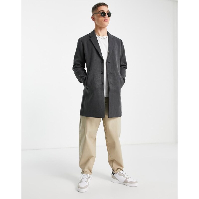 Jack & Jones classic smart coat in dark grey