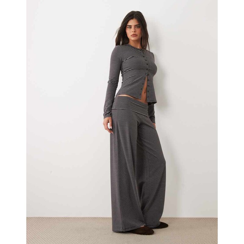 Supre CO-ORD Naomi fold back pant in Arianna stripe brown blue