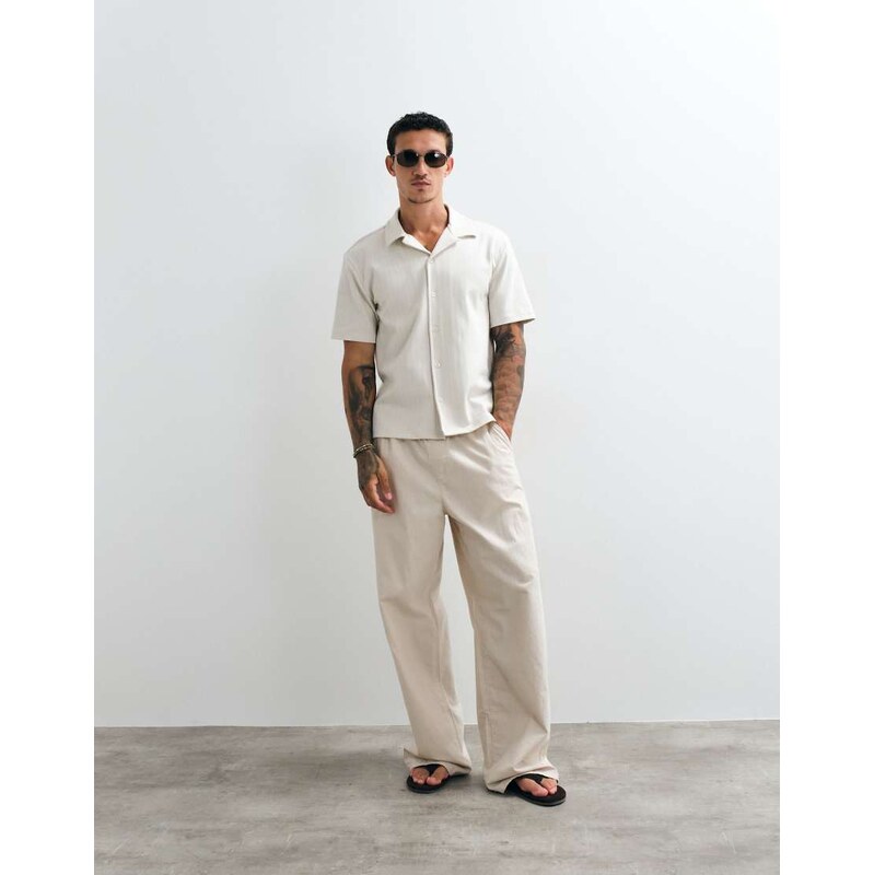 Weekday short sleeve resort shirt in tan-Brown