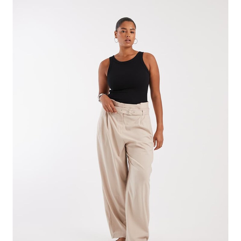 ASOS DESIGN Curve Tailored paper bag waist pirate peg trousers