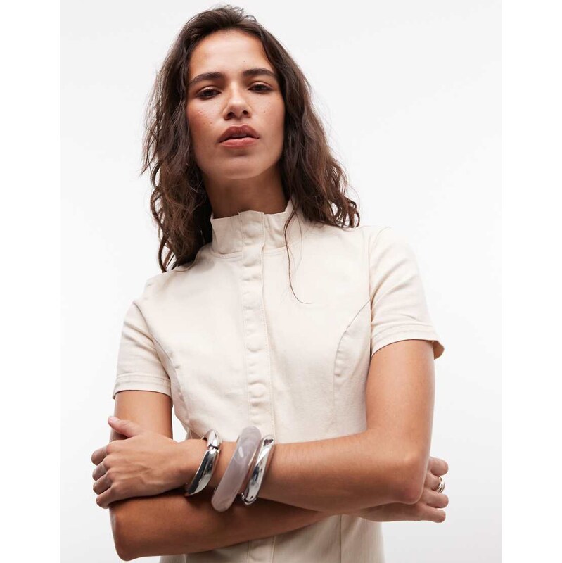 Weekday structured button up top in off white