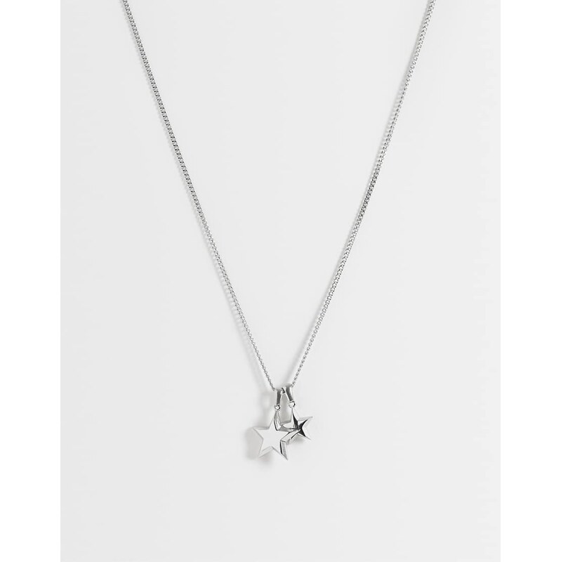 ASOS DESIGN waterproof stainless steel double star pendant