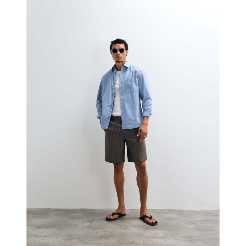 Mango pin stripe tailored shorts in grey
