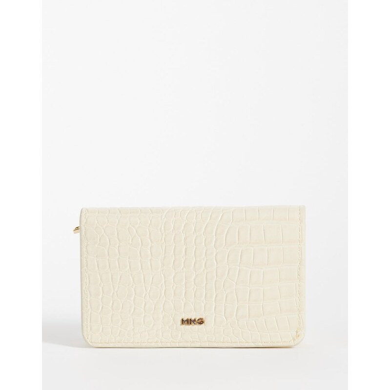 Mango croc effect wallet in pastel yellow