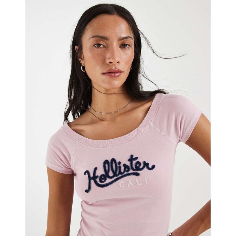 Hollister y2k short sleeve raglan t-shirt in light pink
