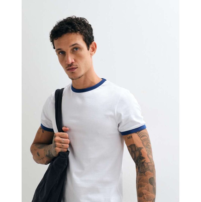 ASOS DESIGN heavyweight slim fit t-shirt with contrast ringer in