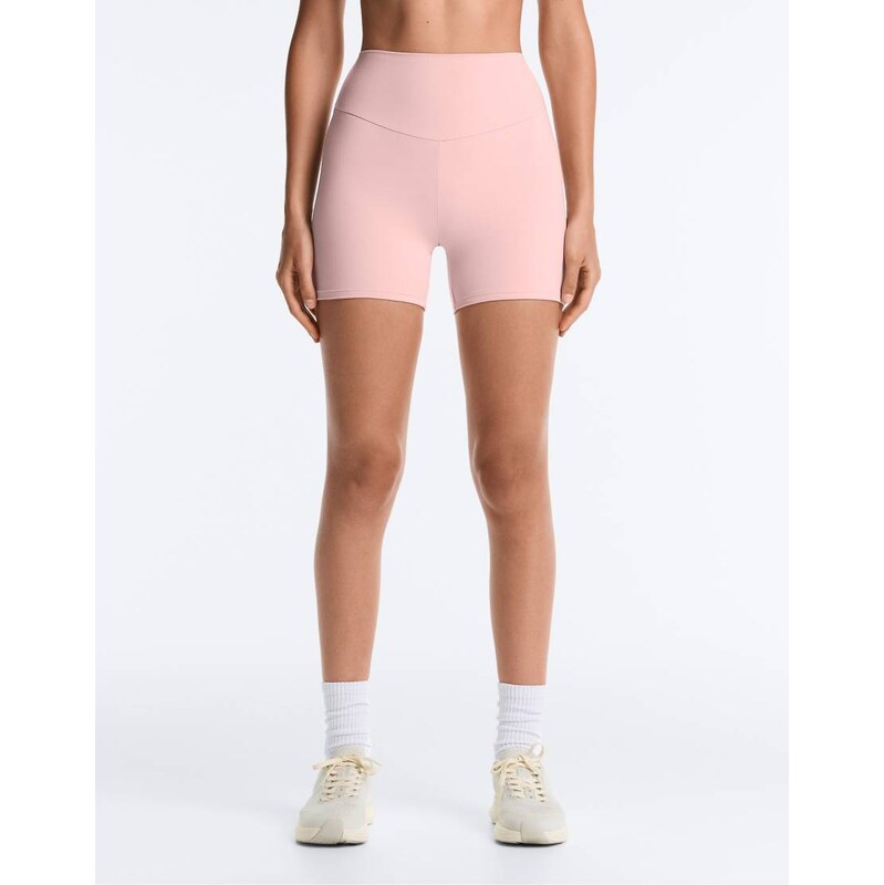 OYSHO Comfortlux high-rise 10cm hot pants in light pink