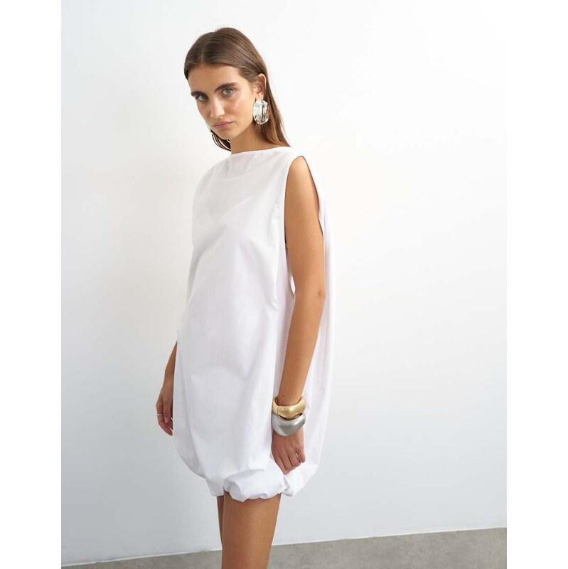 Topshop poplin bubble cape mini dress in white