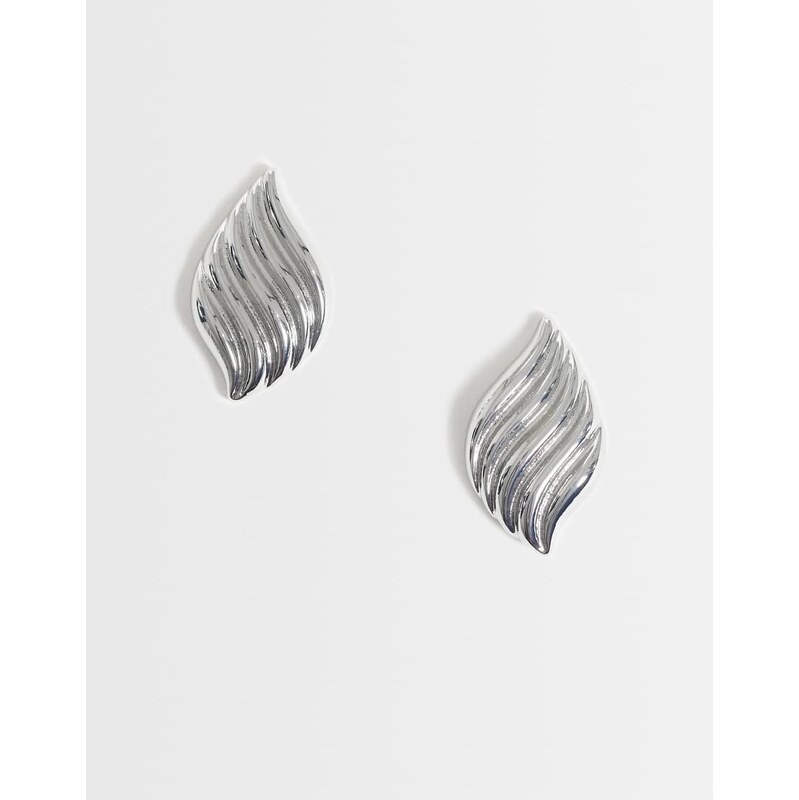ASOS DESIGN everyday studs with ridge wave design in silver tone