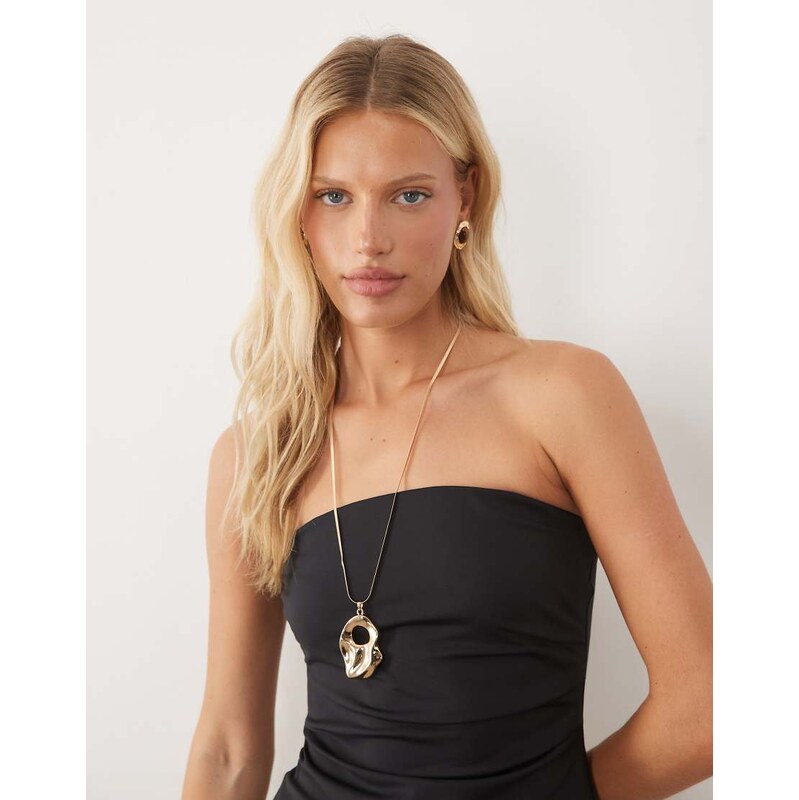 ASOS DESIGN bandeau pleat co-ord top in black