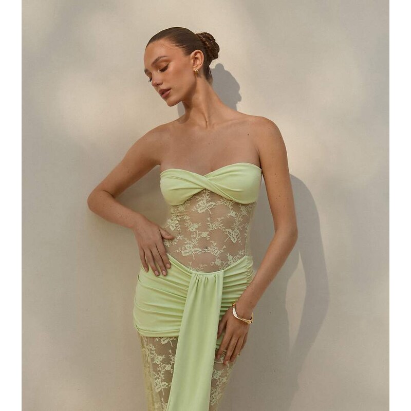 The Frolic exclusive slinky bandeau twist front sheer lace