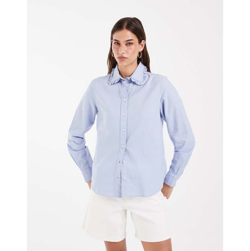 Gant frill collar shirt in blue