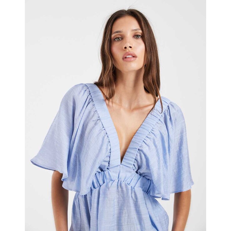 Vero Moda short sleeve v-neck top in light blue