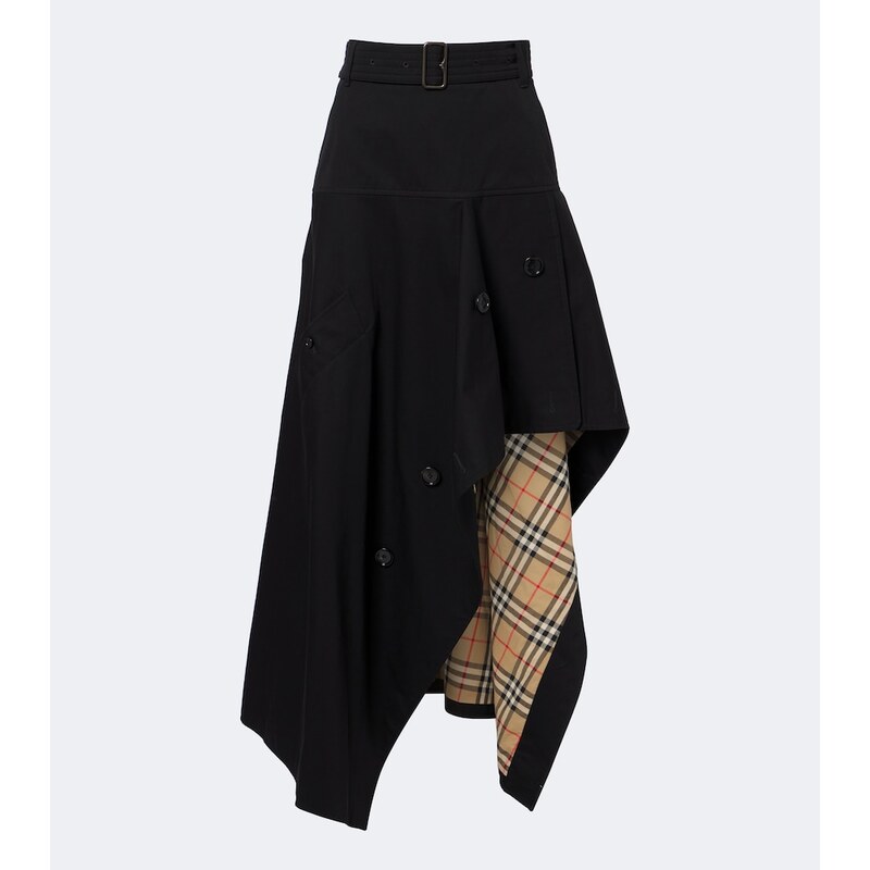 Burberry Asymmetric cotton maxi skirt