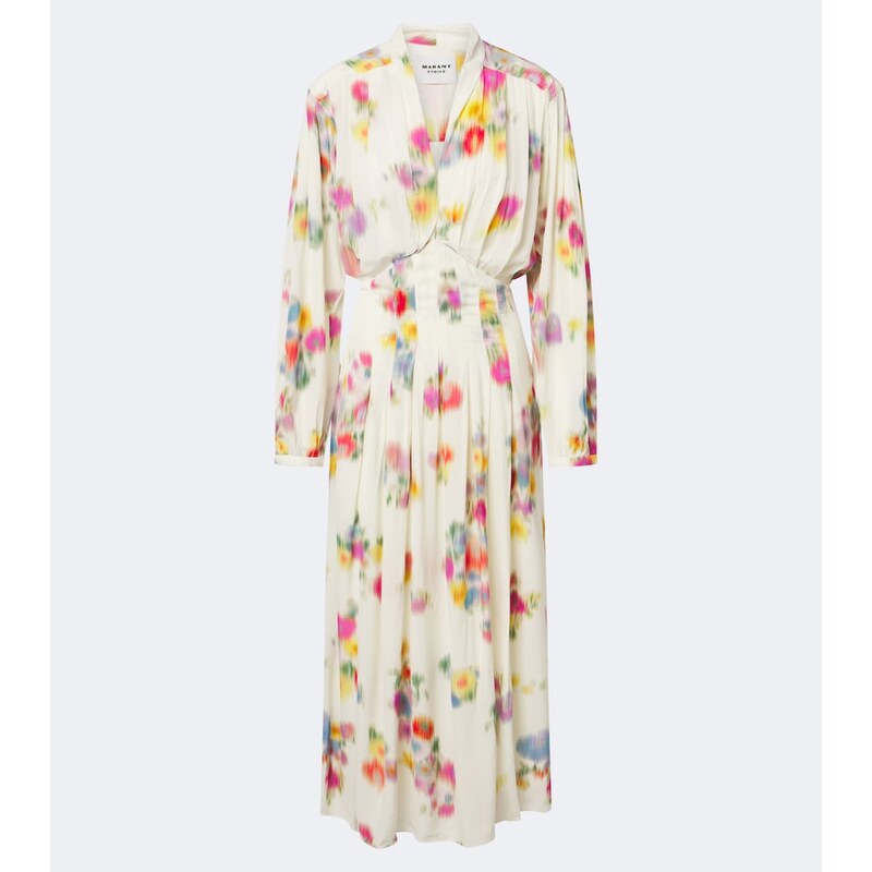 Marant Etoile Floral pleated satin midi dress